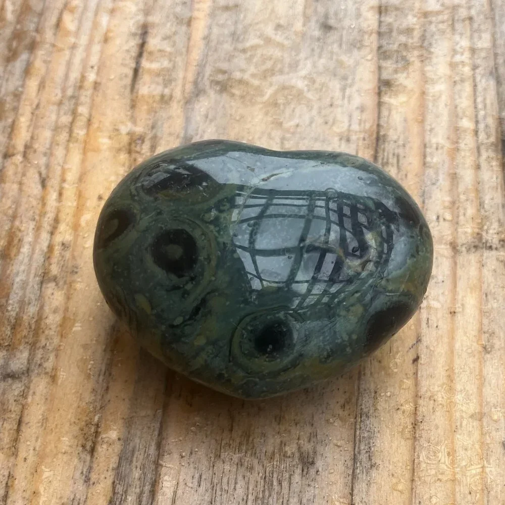 ✨ Rare Kambaba Jasper Polished Heart – Ancient Fossil Stone